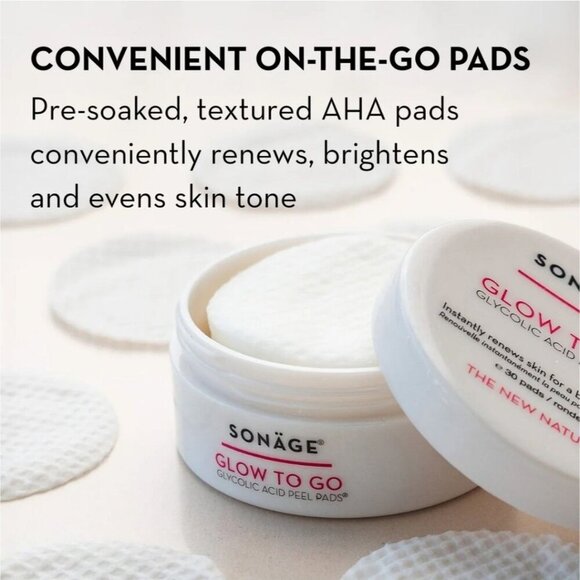 Sonäge ✦ Glow To Go Glycolic Acid Peel Pads ✦ AHA Radiance Exfoliating 30ct NWT - Picture 7 of 8